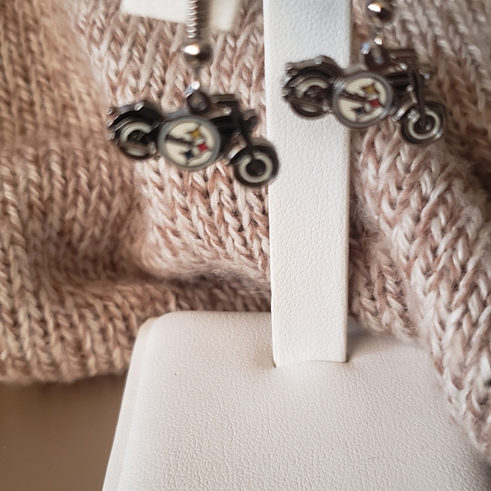 Pittsburgh Steelers Motorcycle Earrings
